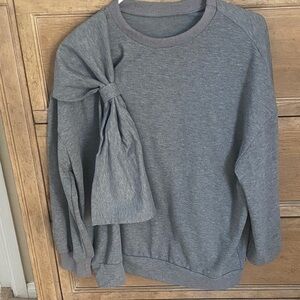 Elegant Gray Women's Sweater with Bow Accent